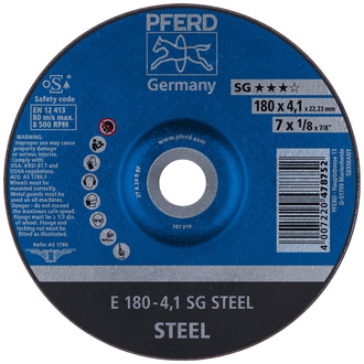 PFERD Schruppscheibe E 180x4,1x22,23 mm Leistungslinie SG STEEL für Stahl