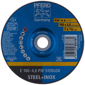 PFERD Schruppscheibe E 180x4,6x22,23 mm Universallinie PSF STEELOX für Stahl/Edelstahl