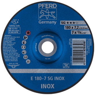 PFERD Schruppscheibe E 180x7,2x22,23 mm Leistungslinie SG INOX für Edelstahl