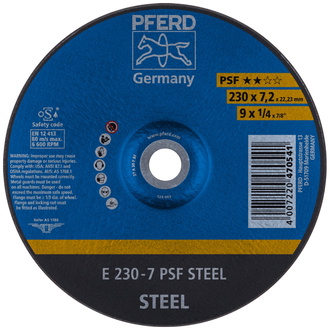 PFERD Schruppscheibe E 230x7,2x22,23 mm Universallinie PSF STEEL für Stahl