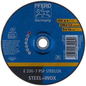 PFERD Schruppscheibe E 230x7,2x22,23 mm Universallinie PSF STEELOX für Stahl/Edelstahl