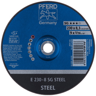 PFERD Schruppscheibe E 230x8,3x22,23 mm Leistungslinie SG STEEL für Stahl