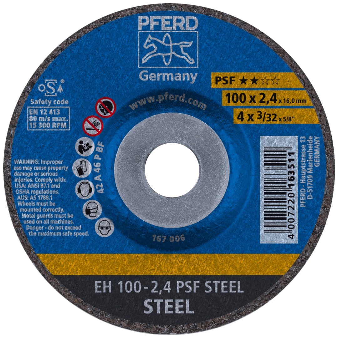 PFERD TOOLS Trennscheibe EH 100x2,4x16 mm gekröpft Universallinie PSF STEEL für Stahl
