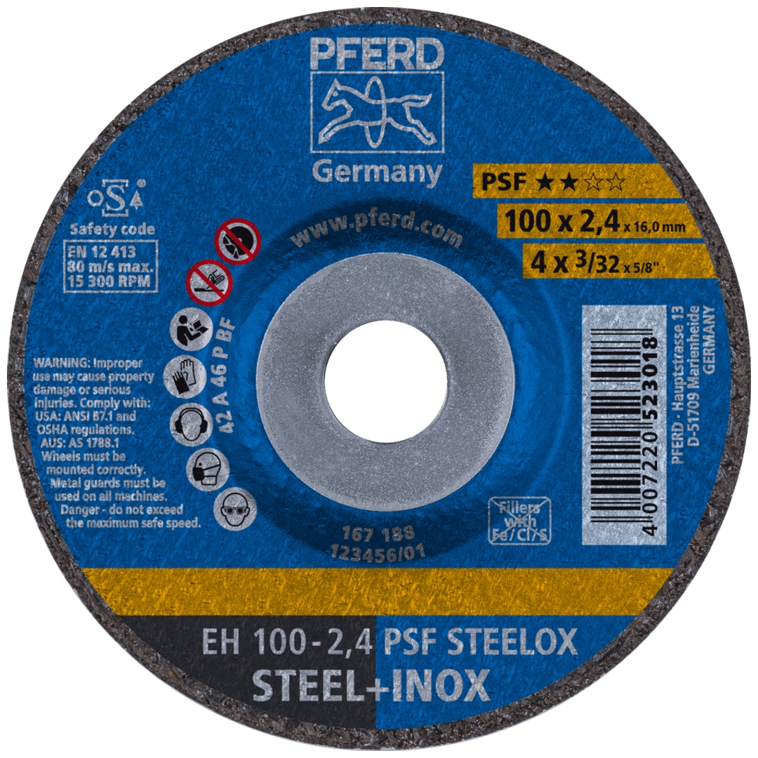PFERD TOOLS Trennscheibe EH 100x2,4x16 mm gekröpft Universallinie PSF STEELOX für Stahl/Edelstahl