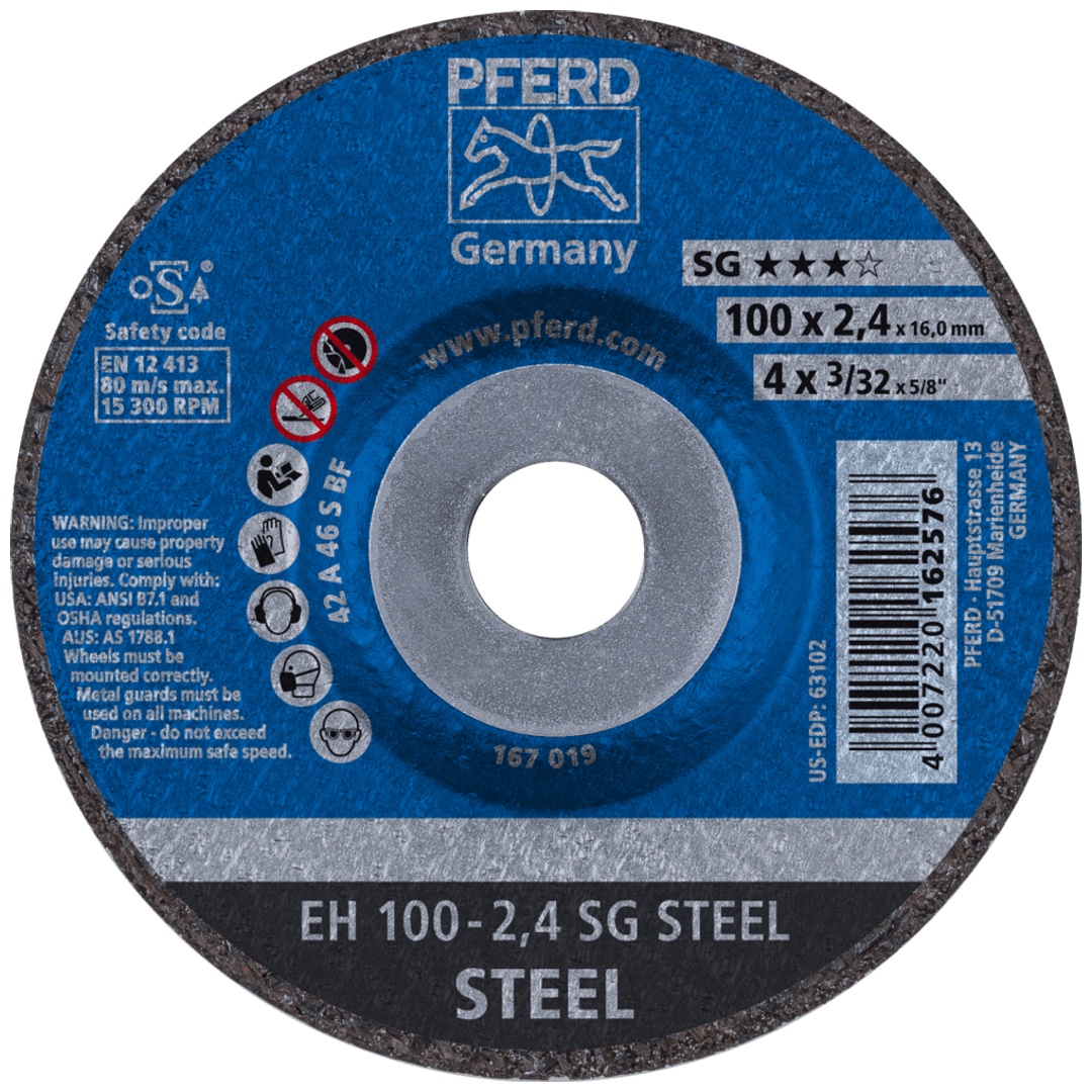 PFERD TOOLS Trennscheibe EH 100x2,4x16 mm gekröpft Leistungslinie SG STEEL für Stahl