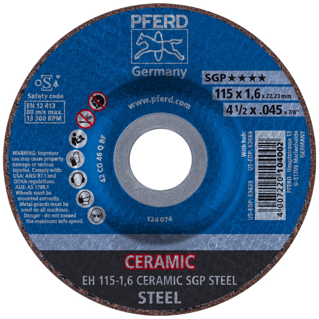 PFERD TOOLS Trennscheibe EH 115x1,6x22,23 mm gekröpft CERAMIC Speziallinie SGP STEEL für Stahl
