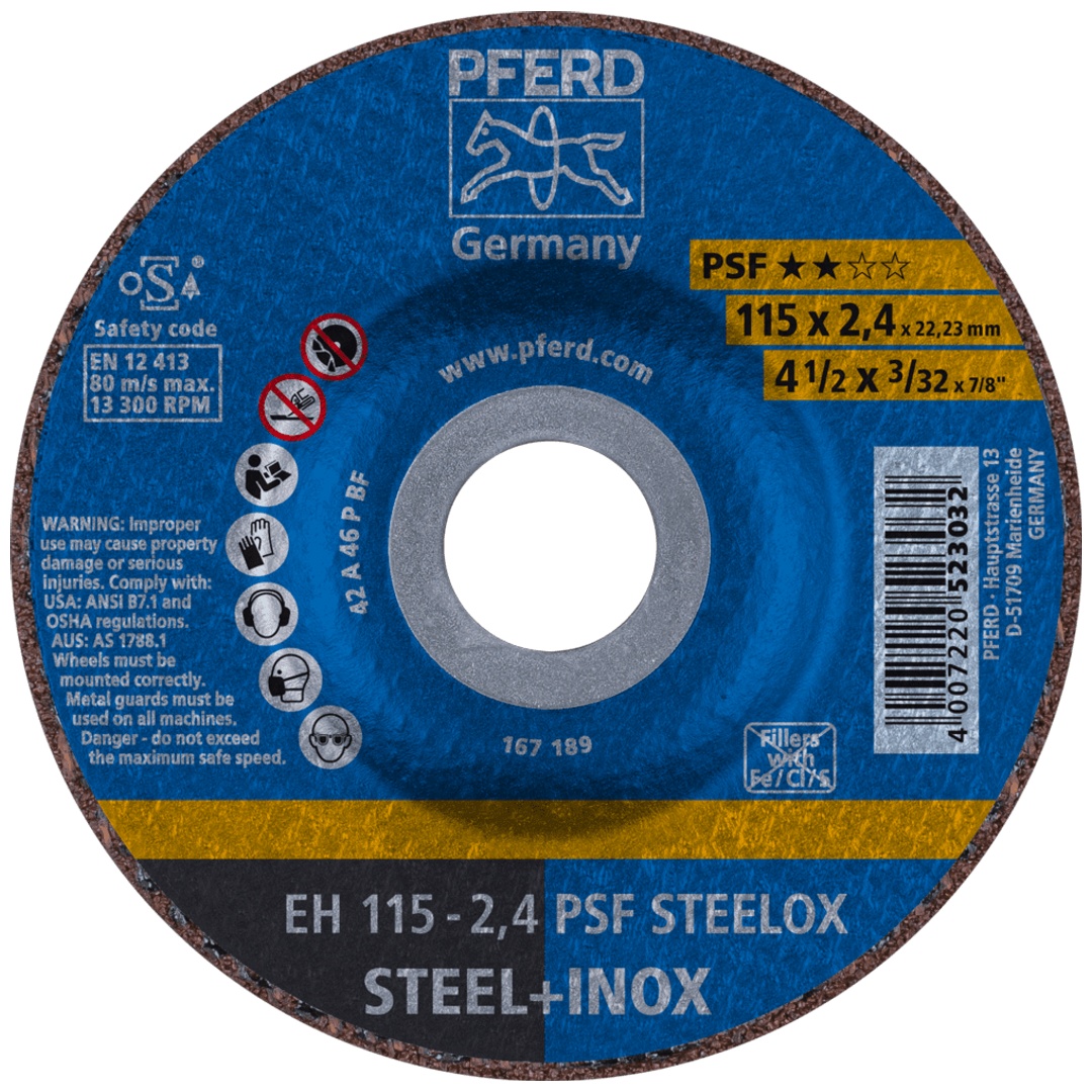 PFERD TOOLS Trennscheibe EH 115x2,4x22,23 mm gekröpft Universallinie PSF STEELOX für Stahl/Edelstahl