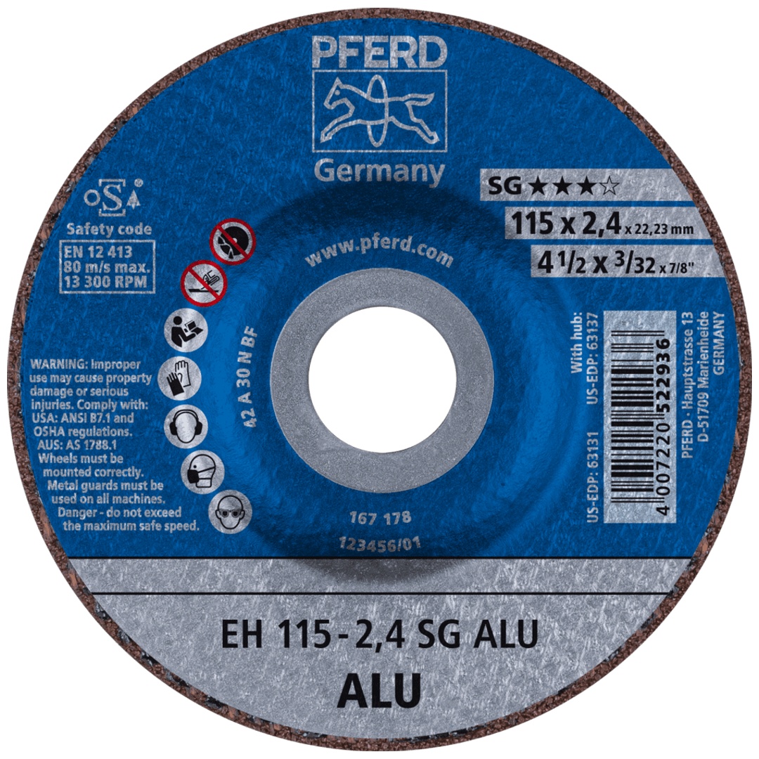 PFERD TOOLS Trennscheibe EH 115x2,4x22,23 mm gekröpft Leistungslinie SG ALU für Alu