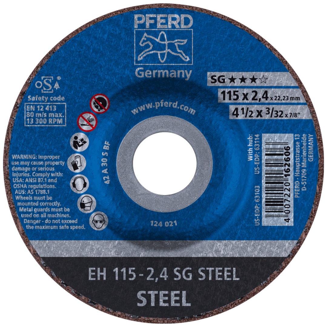 PFERD TOOLS Trennscheibe EH 115x2,4x22,23 mm gekröpft Leistungslinie SG STEEL für Stahl