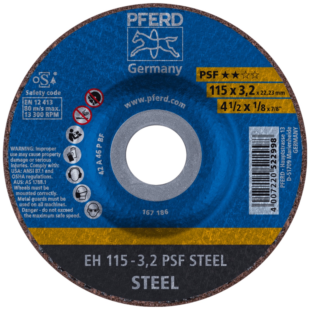 PFERD TOOLS Trennscheibe EH 115x3,2x22,23 mm gekröpft Universallinie PSF STEEL für Stahl