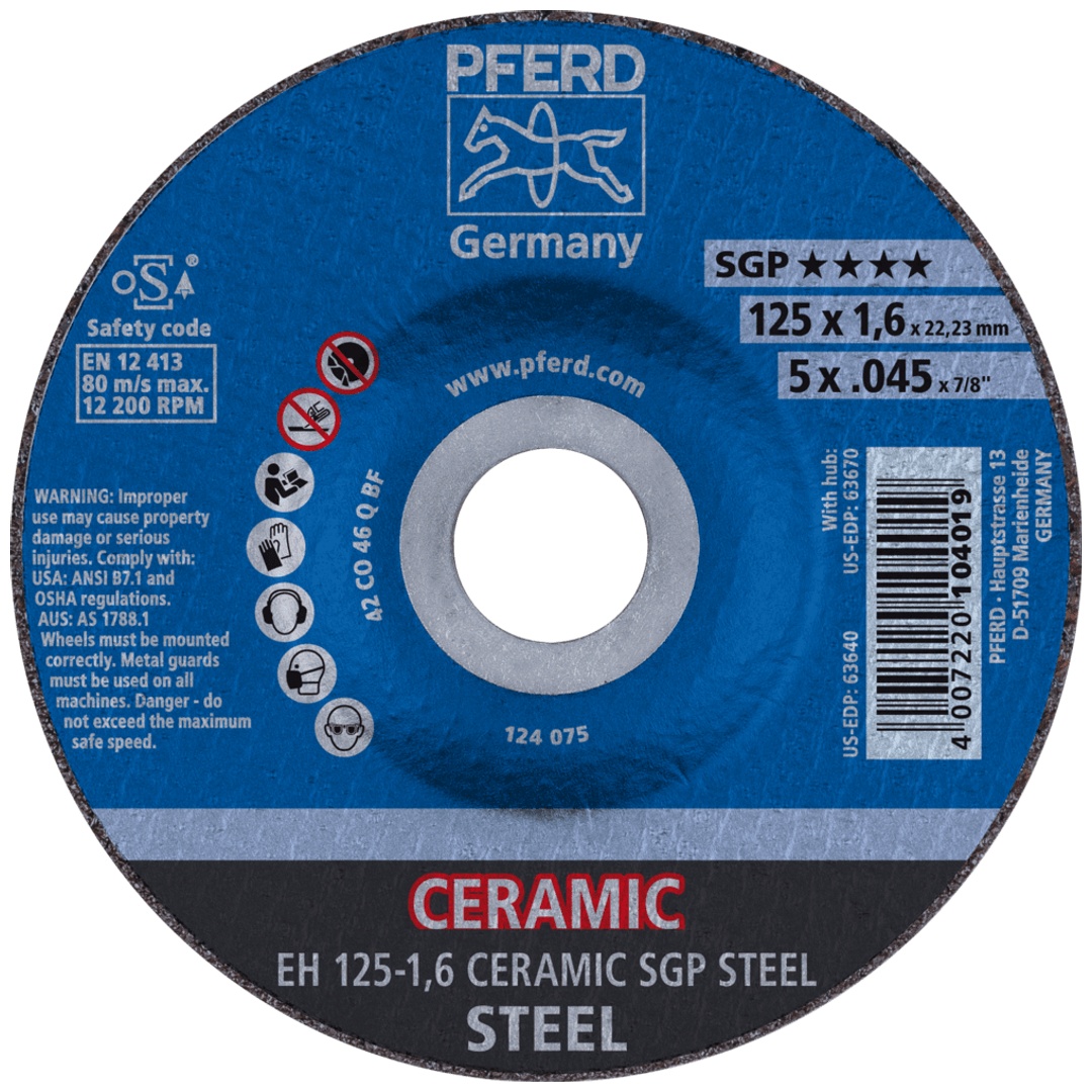 PFERD TOOLS Trennscheibe EH 125x1,6x22,23 mm gekröpft CERAMIC Speziallinie SGP STEEL für Stahl