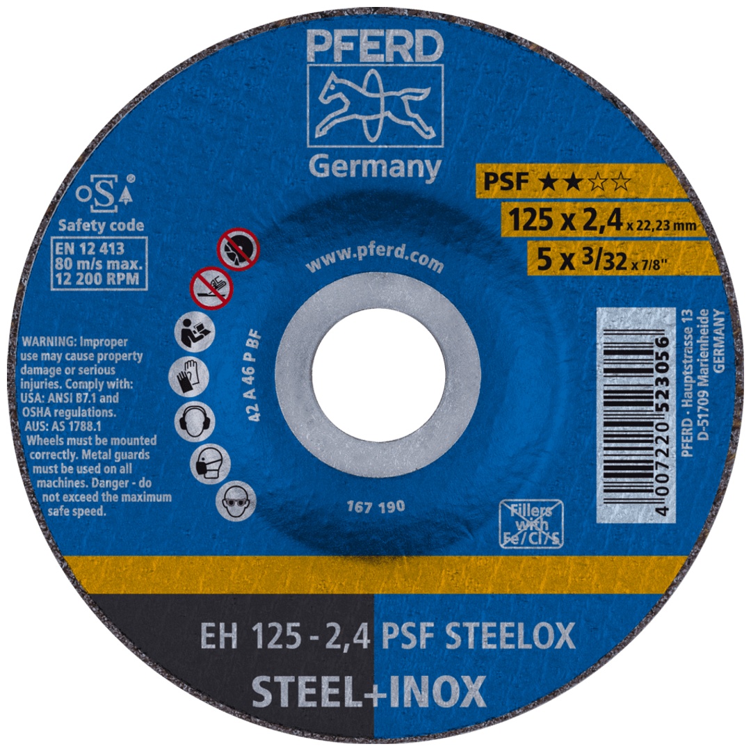 PFERD TOOLS Trennscheibe EH 125x2,4x22,23 mm gekröpft Universallinie PSF STEELOX für Stahl/Edelstahl