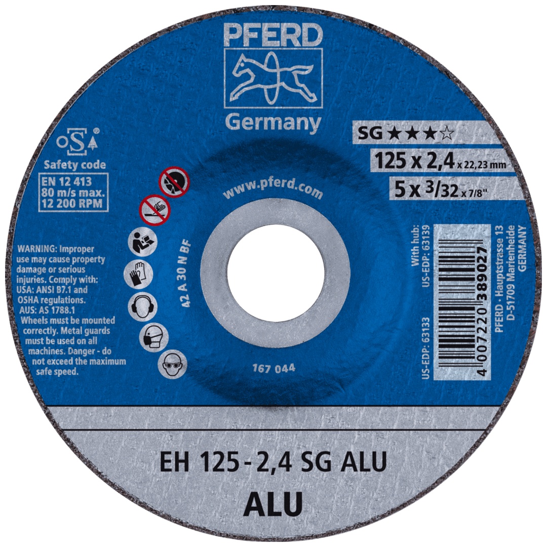 PFERD TOOLS Trennscheibe EH 125x2,4x22,23 mm gekröpft Leistungslinie SG ALU für Alu