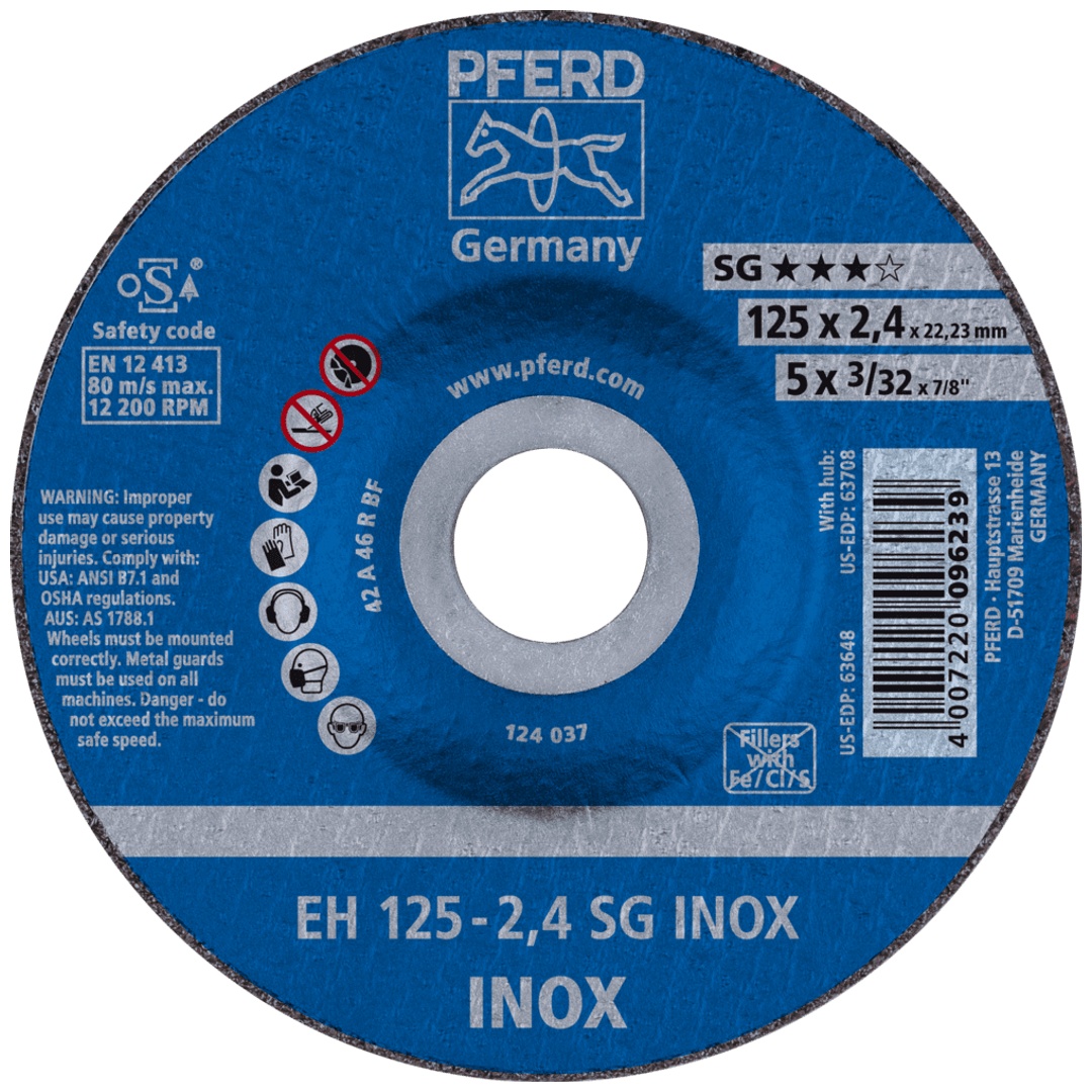 PFERD TOOLS Trennscheibe EH 125x2,4x22,23 mm gekröpft Leistungslinie SG INOX für Edelstahl