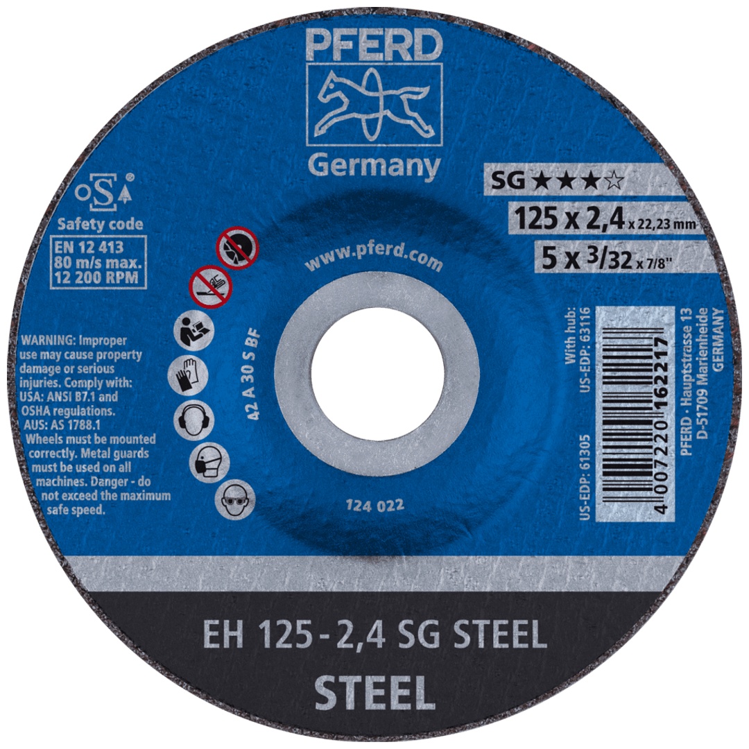 PFERD TOOLS Trennscheibe EH 125x2,4x22,23 mm gekröpft Leistungslinie SG STEEL für Stahl