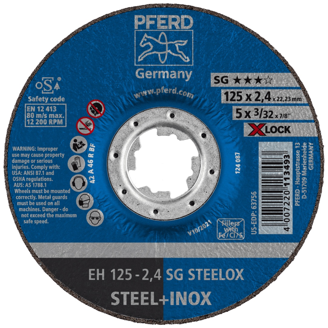 PFERD TOOLS Trennscheibe EH 125x2,4 mm X-LOCK gekröpft Leistungslinie SG STEELOX für Stahl/Edelstahl
