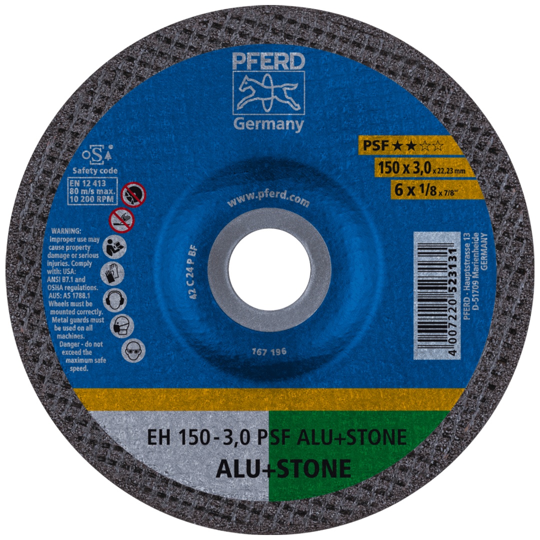 PFERD TOOLS Trennscheibe EH 150x3,0x22,23 mm gekröpft Uni.-Linie PSF ALU+STONE für Alu/NE-Met./Stein