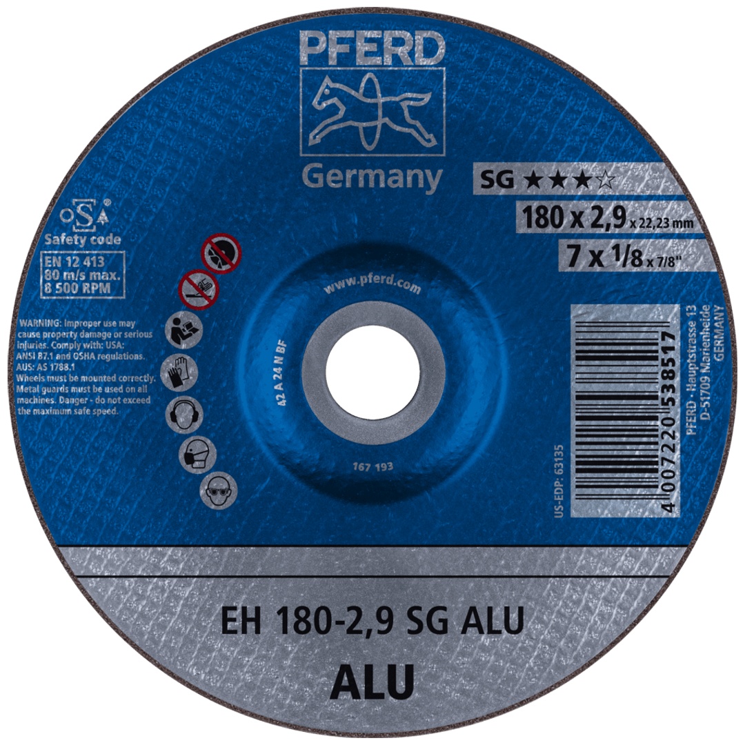 PFERD TOOLS Trennscheibe EH 180x2,9x22,23 mm gekröpft Leistungslinie SG ALU für Alu