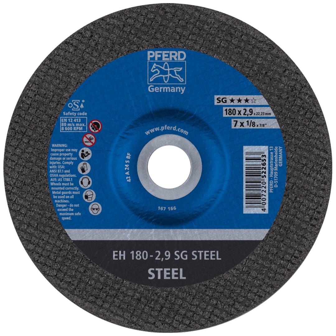 PFERD TOOLS Trennscheibe EH 180x2,9x22,23 mm gekröpft Leistungslinie SG STEEL für Stahl