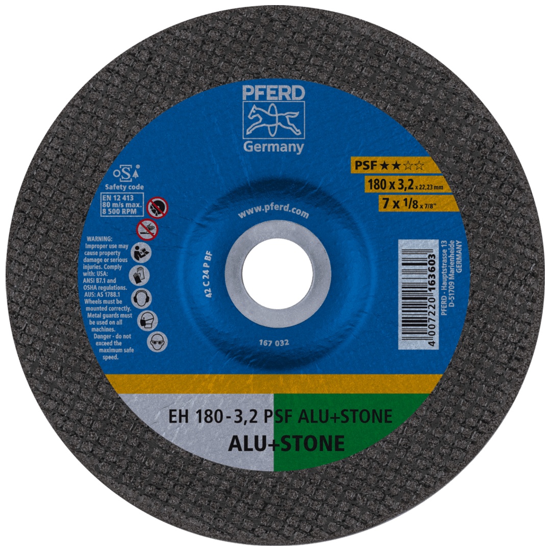 PFERD TOOLS Trennscheibe EH 180x3,2x22,23 mm gekröpft Uni.-Linie PSF ALU+STONE für Alu/NE-Met./Stein