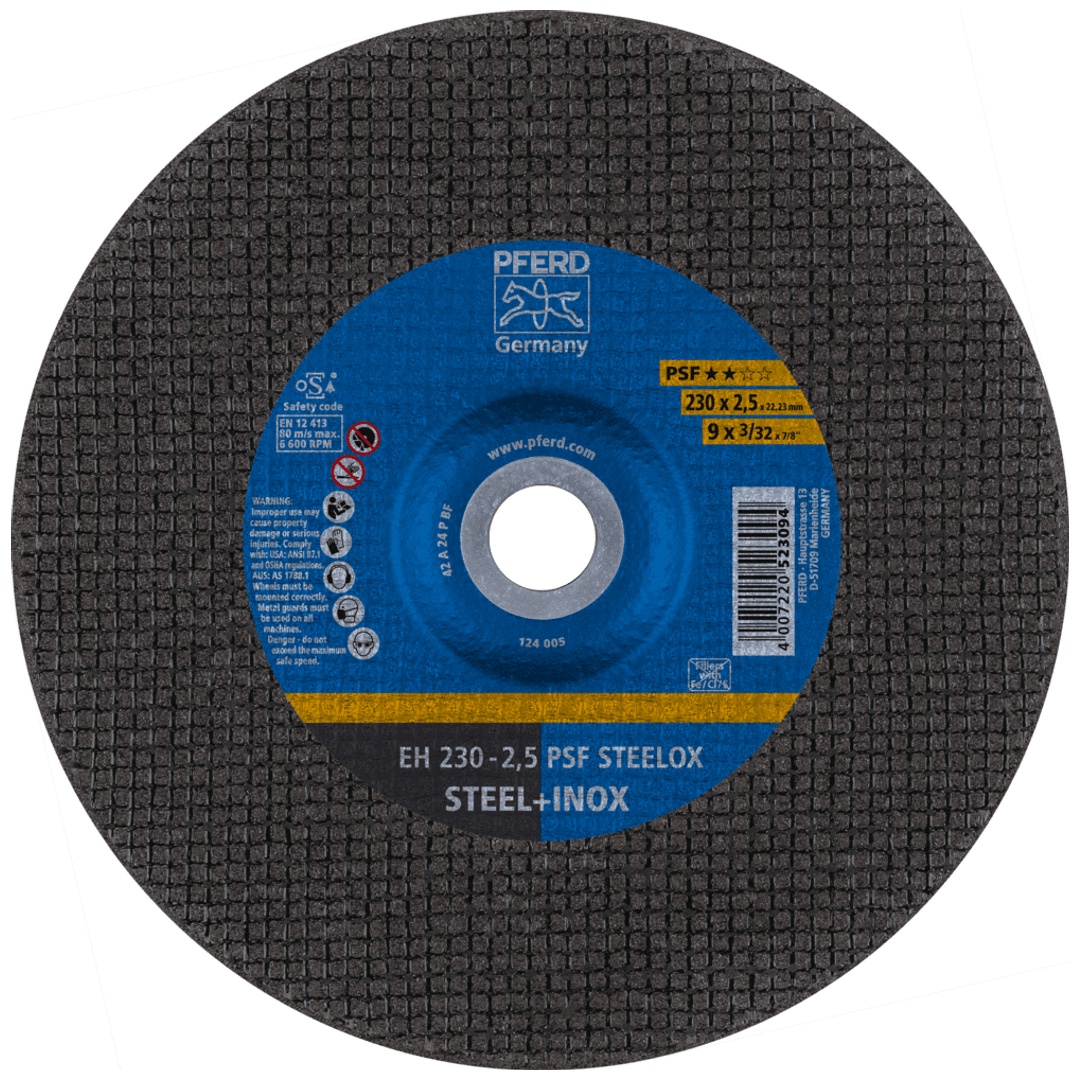 PFERD TOOLS Trennscheibe EH 230x2,5x22,23 mm gekröpft Universallinie PSF STEELOX für Stahl/Edelstahl
