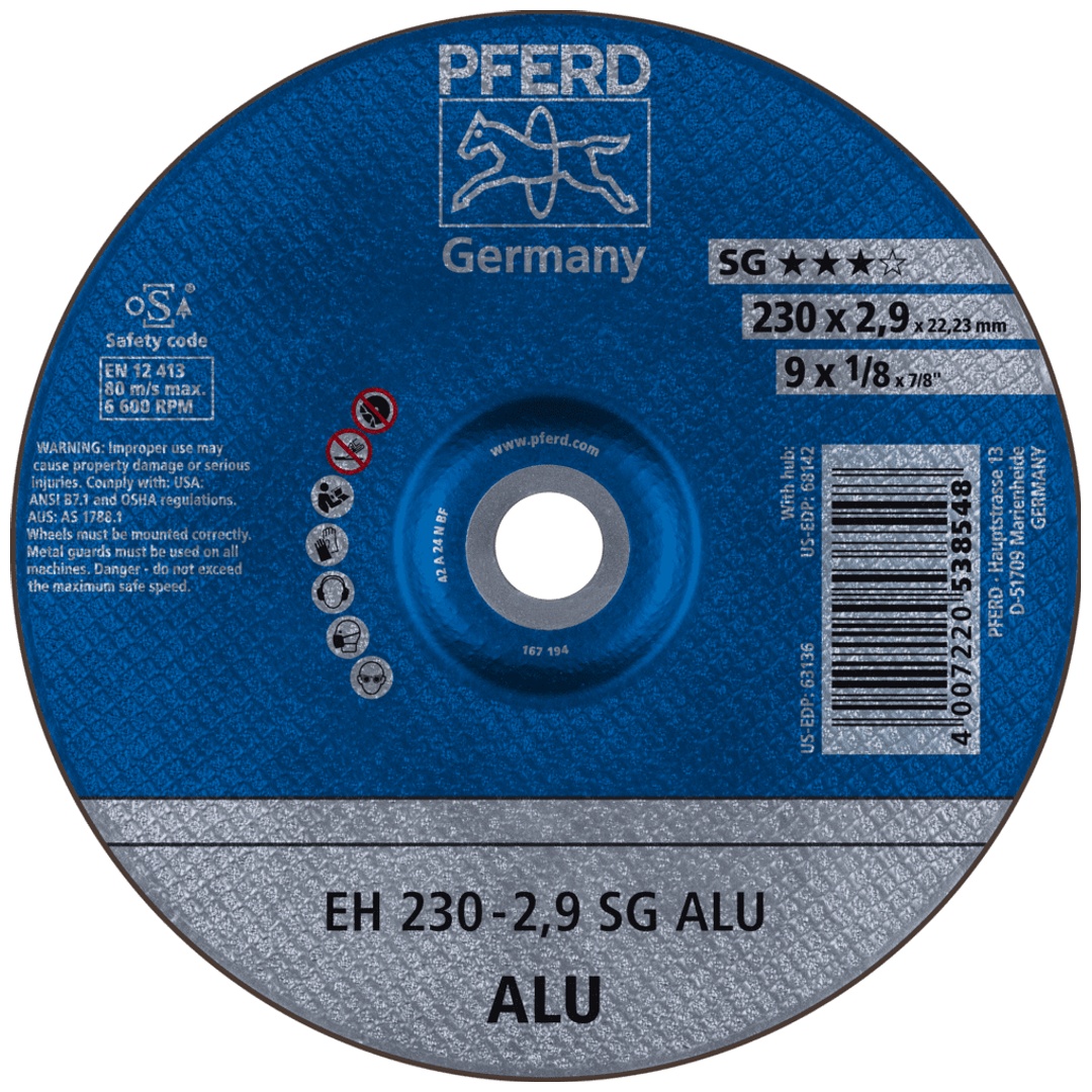 PFERD TOOLS Trennscheibe EH 230x2,9x22,23 mm gekröpft Leistungslinie SG ALU für Alu