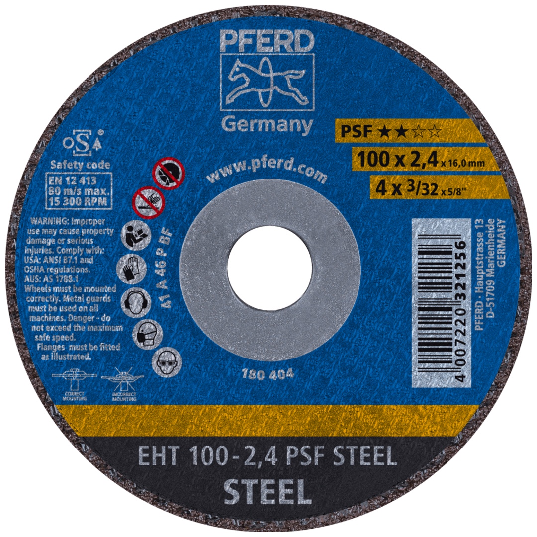 PFERD TOOLS Trennscheibe EHT 100x2,4x16 mm gerade Universallinie PSF STEEL für Stahl