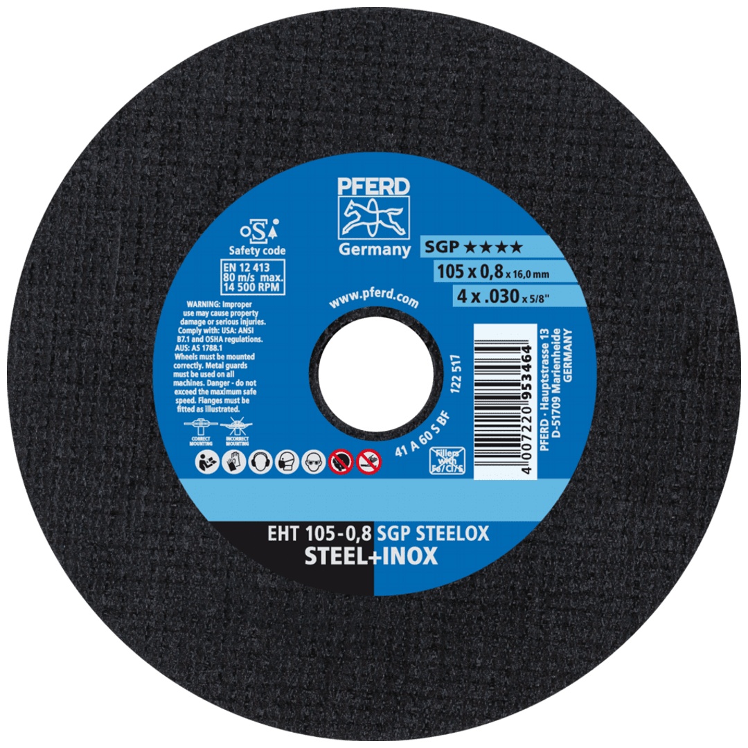 PFERD TOOLS Trennscheibe EHT 105x0,8x16 mm gerade Speziallinie SGP STEELOX für Stahl/Edelstahl