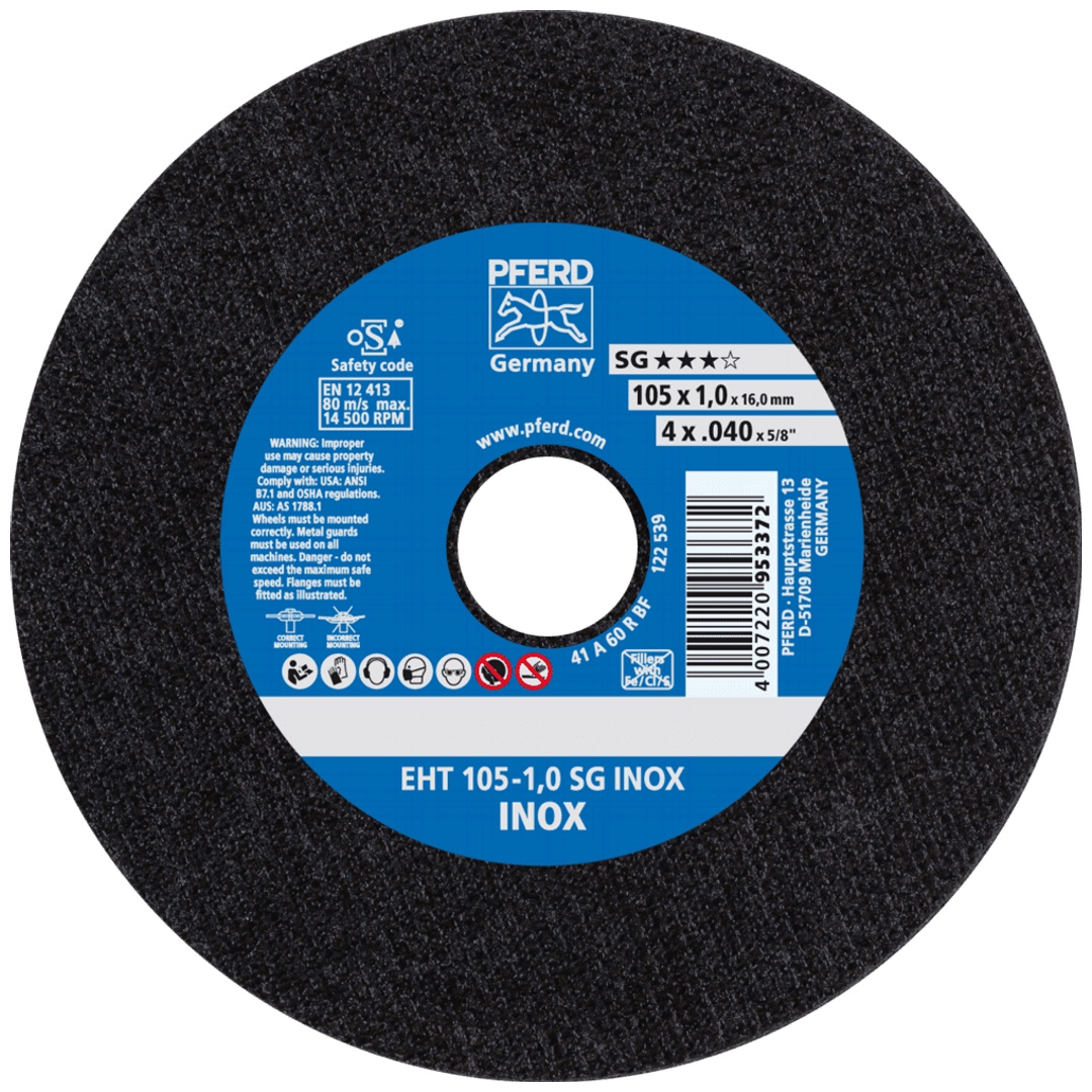 PFERD TOOLS Trennscheibe EHT 105x1,0x16 mm gerade Leistungslinie SG INOX für Edelstahl