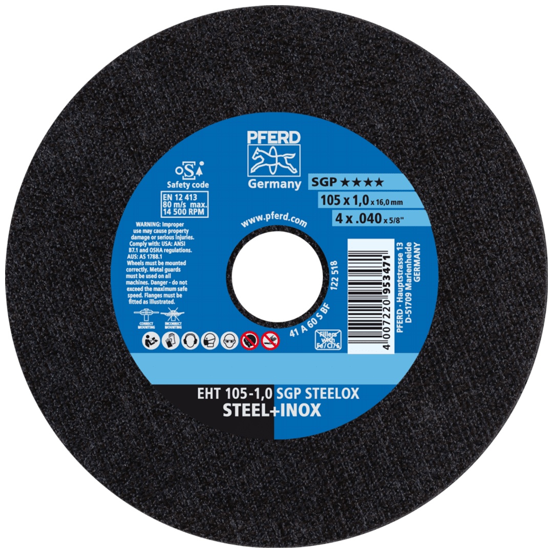 PFERD TOOLS Trennscheibe EHT 105x1,0x16 mm gerade Speziallinie SGP STEELOX für Stahl/Edelstahl