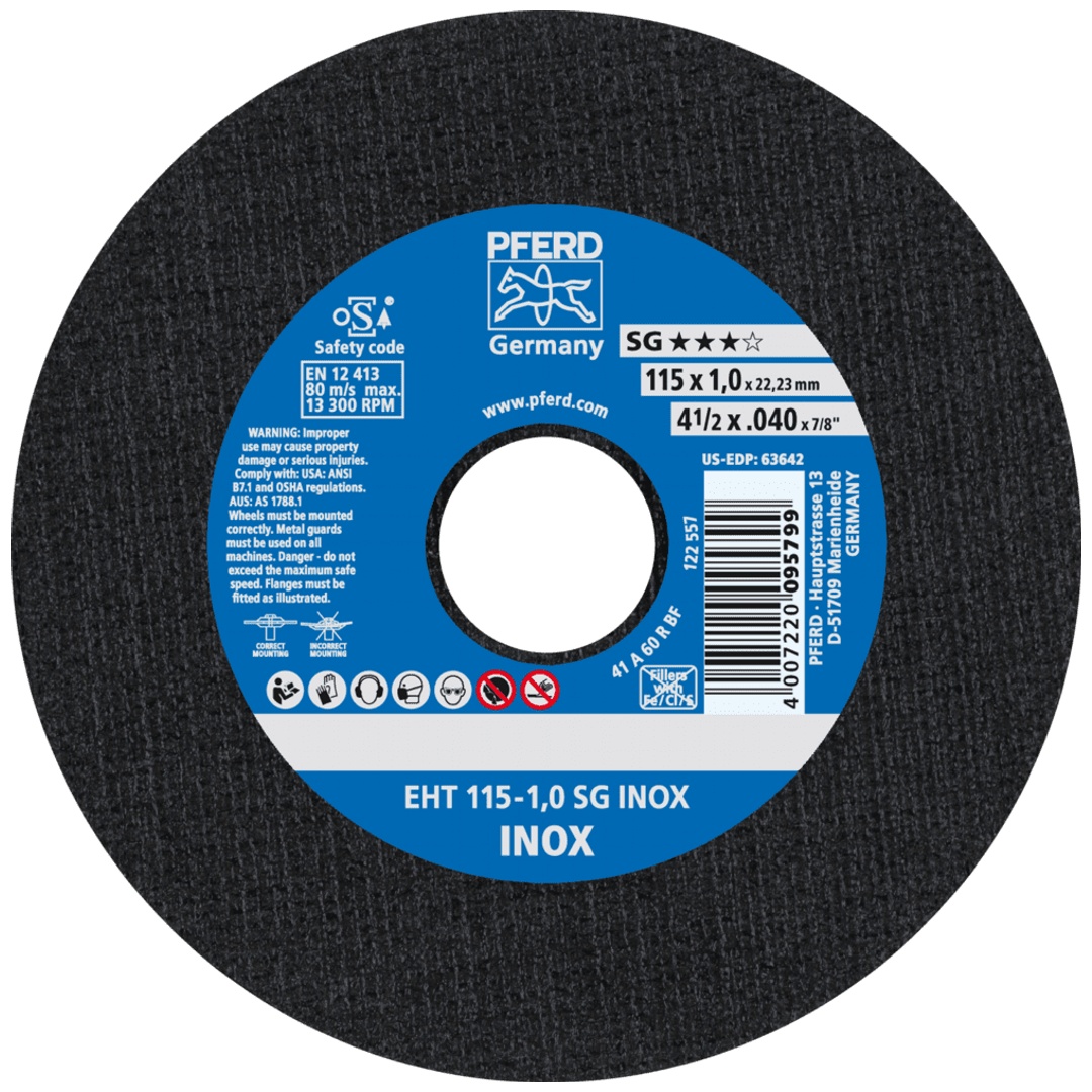 PFERD TOOLS Trennscheibe EHT 115x1,0x22,23 mm gerade Leistungslinie SG INOX für Edelstahl