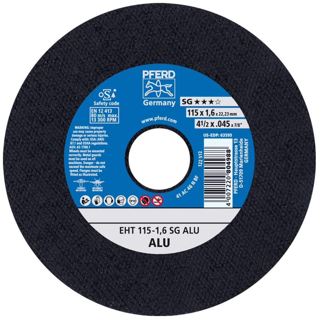 PFERD TOOLS Trennscheibe EHT 115x1,6x22,23 mm gerade Leistungslinie SG ALU für Alu