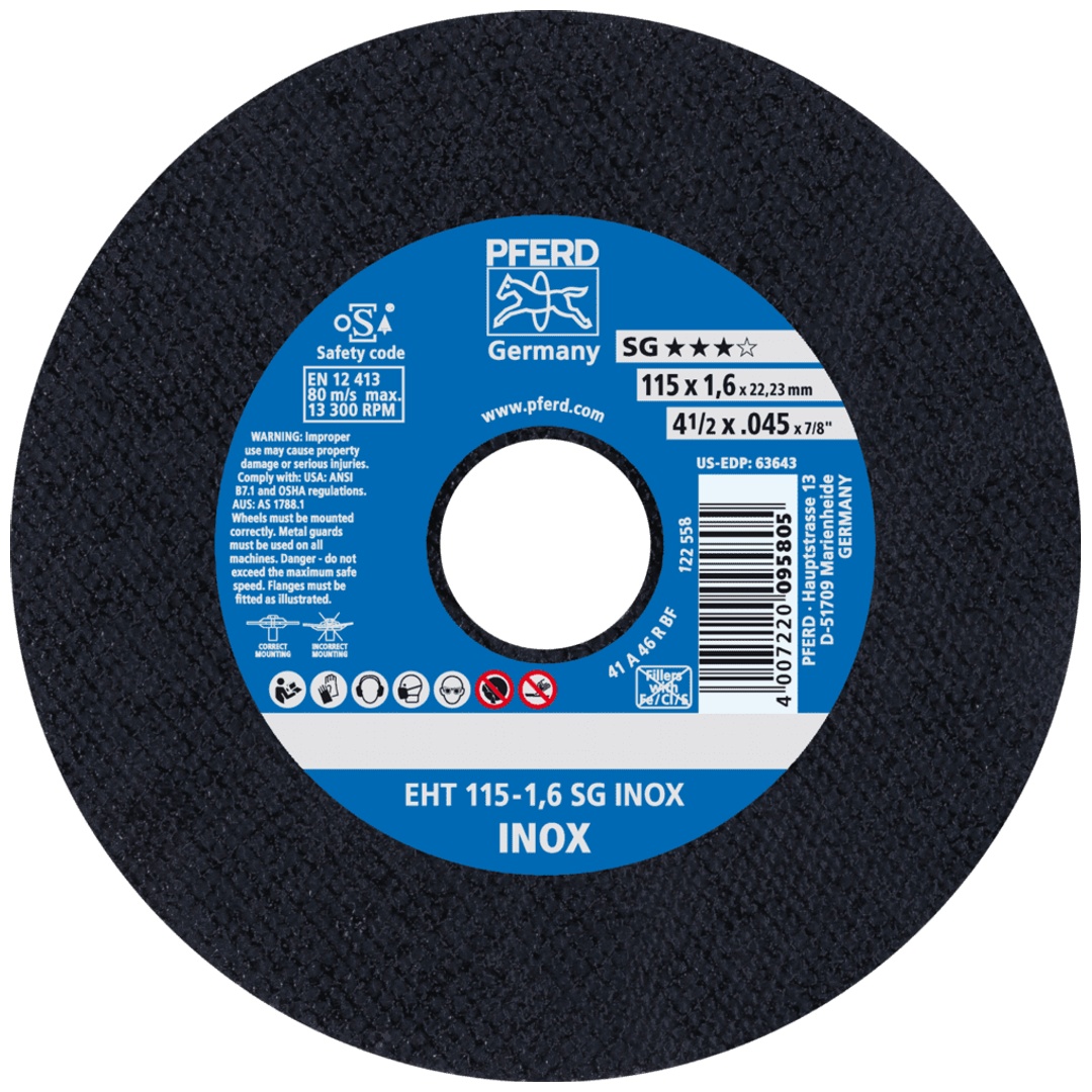 PFERD TOOLS Trennscheibe EHT 115x1,6x22,23 mm gerade Leistungslinie SG INOX für Edelstahl