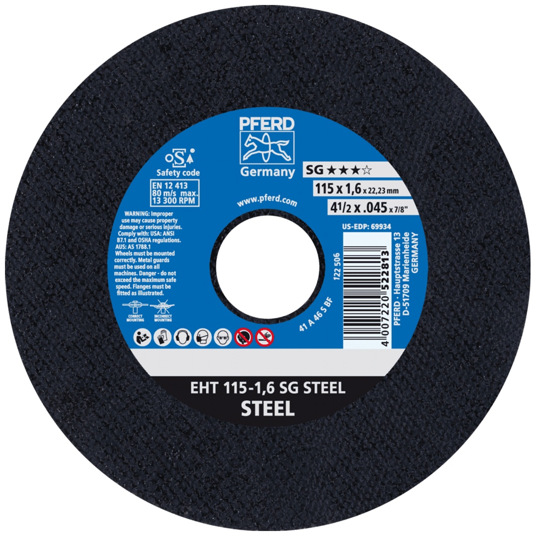 PFERD TOOLS Trennscheibe EHT 115x1,6x22,23 mm gerade Leistungslinie SG STEEL für Stahl