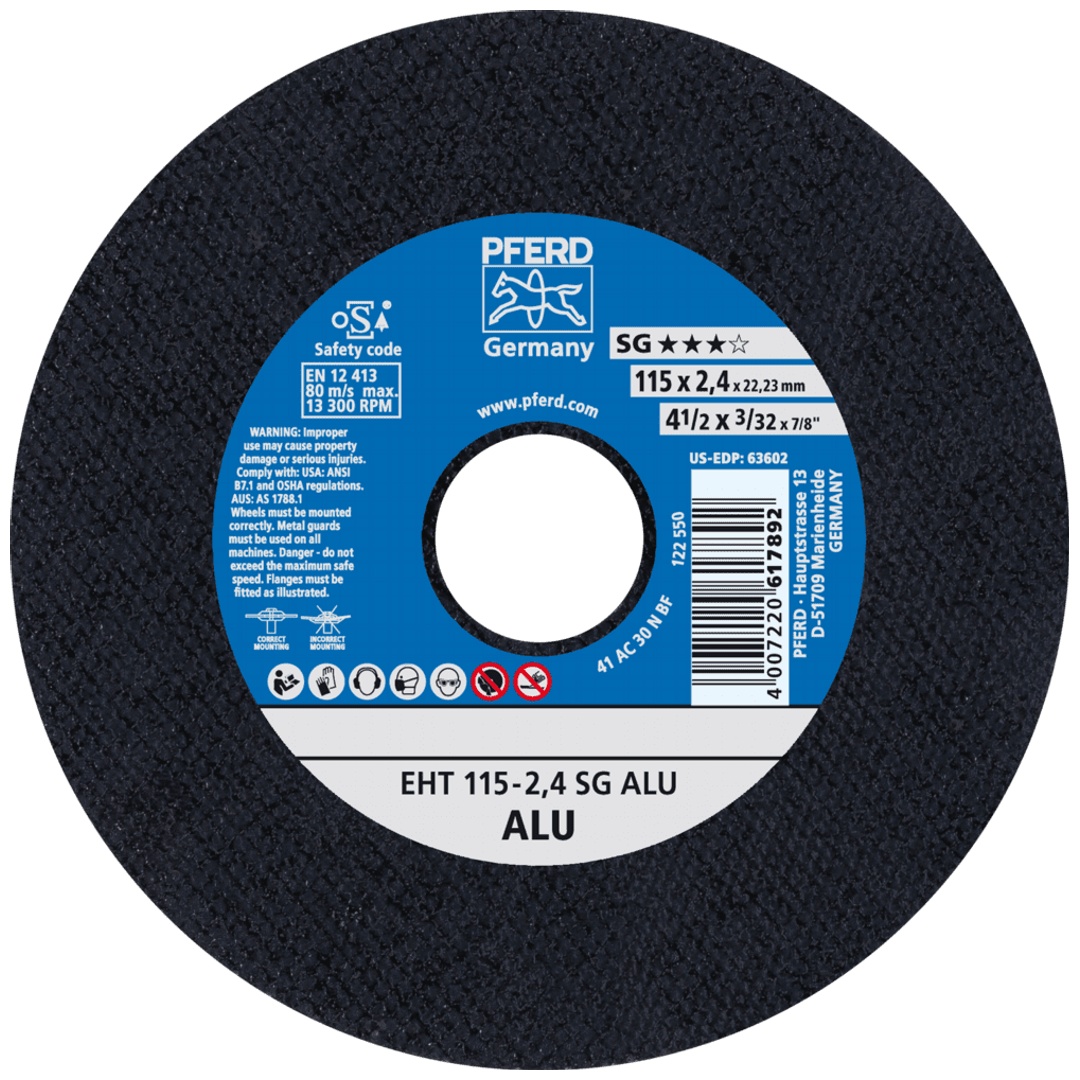 PFERD TOOLS Trennscheibe EHT 115x2,4x22,23 mm gerade Leistungslinie SG ALU für Alu