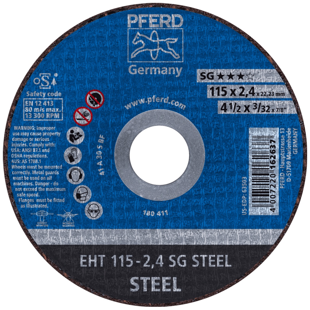 PFERD TOOLS Trennscheibe EHT 115x2,4x22,23 mm gerade Leistungslinie SG STEEL für Stahl