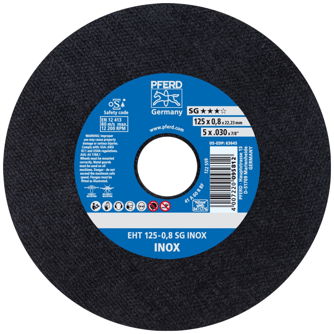 PFERD TOOLS Trennscheibe EHT 125x0,8x22,23 mm gerade Leistungslinie SG INOX für Edelstahl