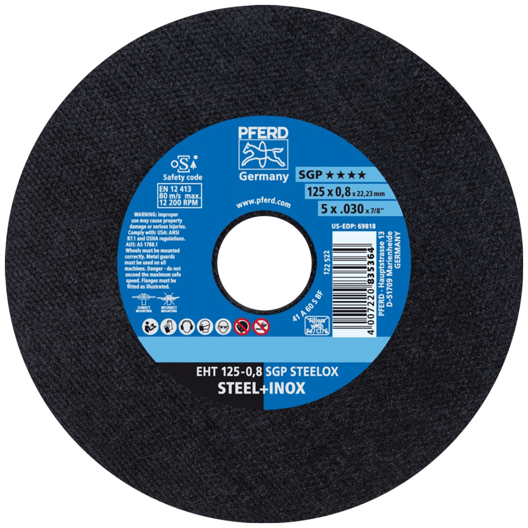 PFERD TOOLS Trennscheibe EHT 125x0,8x22,23 mm gerade Speziallinie SGP STEELOX für Stahl/Edelstahl