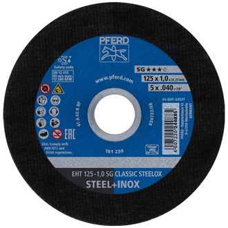 PFERD Trennscheibe EHT 125x1,0x22,23 mm gerade Leistungslinie SG CLASSIC STEELOX für Stahl/VA