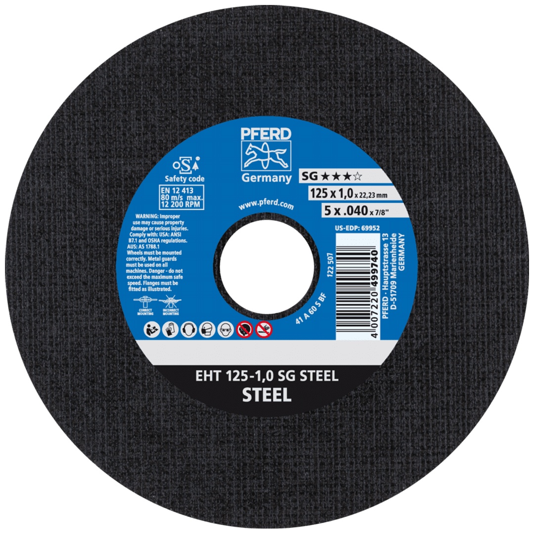 PFERD TOOLS Trennscheibe EHT 125x1,0x22,23 mm gerade Leistungslinie SG STEEL für Stahl