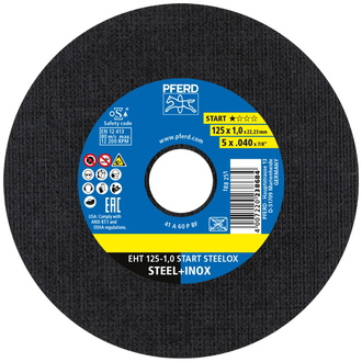 PFERD Trennscheibe EHT 125x1,0x22,23 mm gerade Startlinie START STEELOX für Stahl/Edelstahl (10)