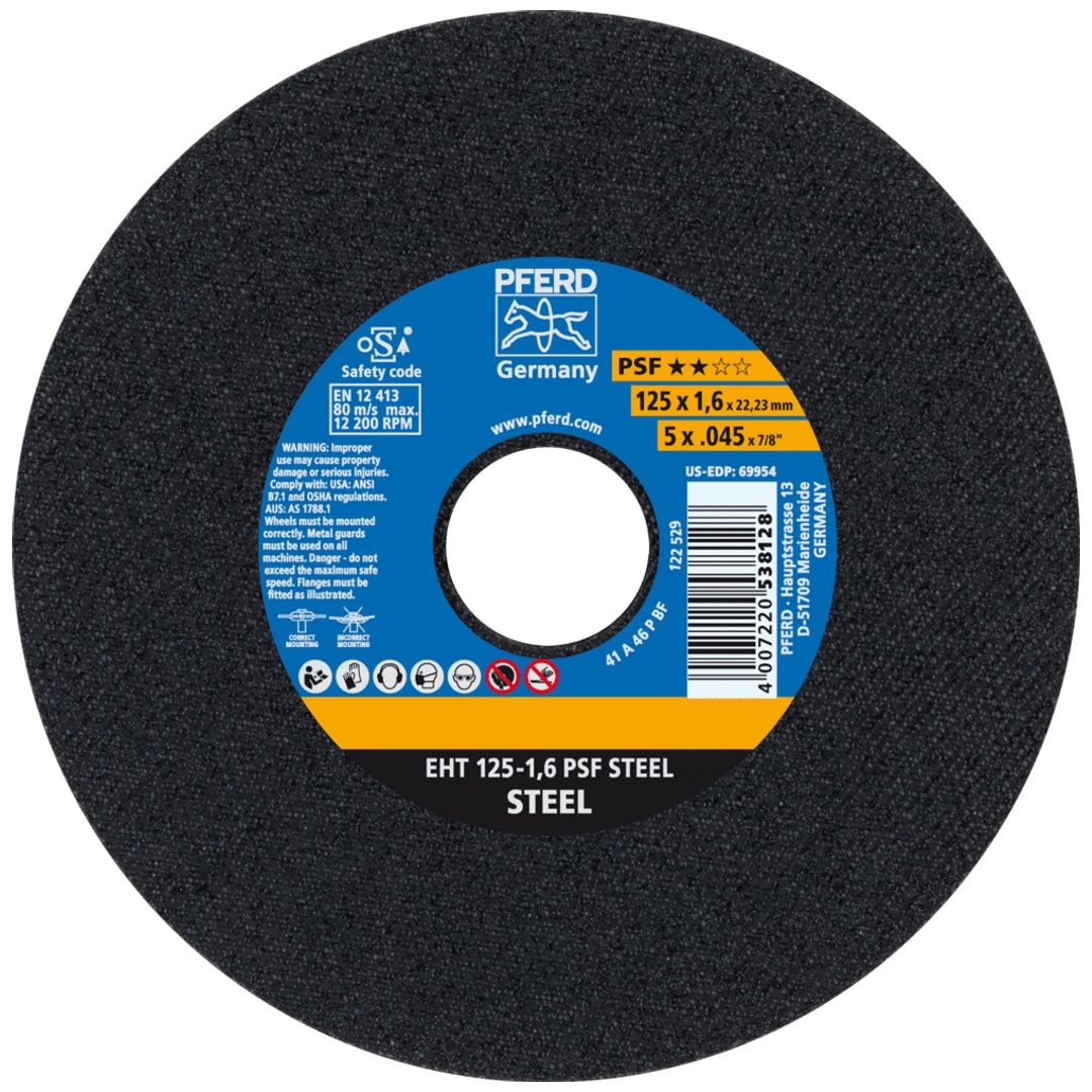 PFERD TOOLS Trennscheibe EHT 125x1,6x22,23 mm gerade Universallinie PSF STEEL für Stahl