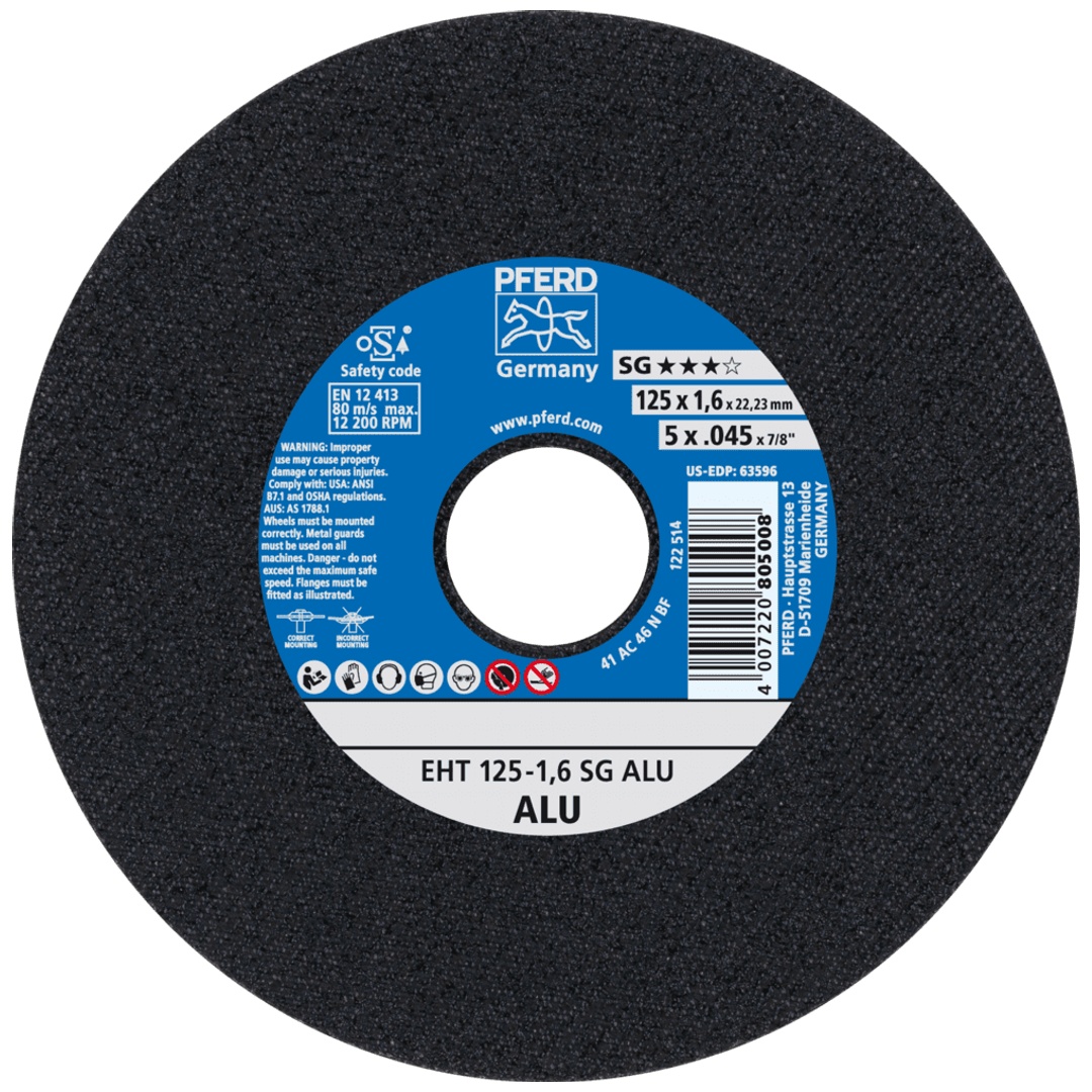 PFERD TOOLS Trennscheibe EHT 125x1,6x22,23 mm gerade Leistungslinie SG ALU für Alu