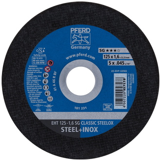 PFERD Trennscheibe EHT 125x1,6x22,23 mm gerade Leistungslinie SG CLASSIC STEELOX für Stahl/VA