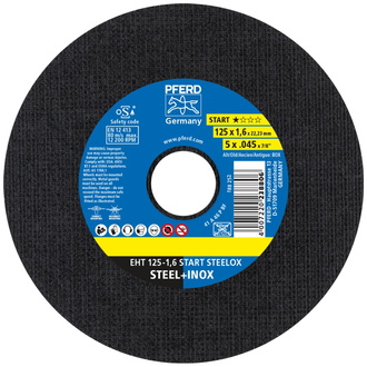 PFERD Trennscheibe EHT 125x1,6x22,23 mm gerade Startlinie START STEELOX für Stahl/Edelstahl (25)