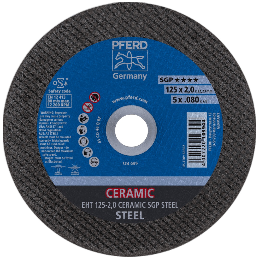 PFERD TOOLS Trennscheibe EHT 125x2,0x22,23 mm gerade CERAMIC Speziallinie SGP STEEL für Stahl