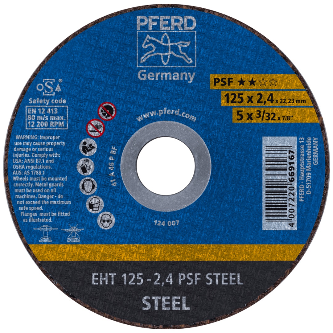 PFERD TOOLS Trennscheibe EHT 125x2,4x22,23 mm gerade Universallinie PSF STEEL für Stahl