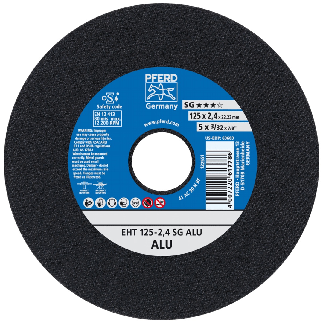 PFERD TOOLS Trennscheibe EHT 125x2,4x22,23 mm gerade Leistungslinie SG ALU für Alu