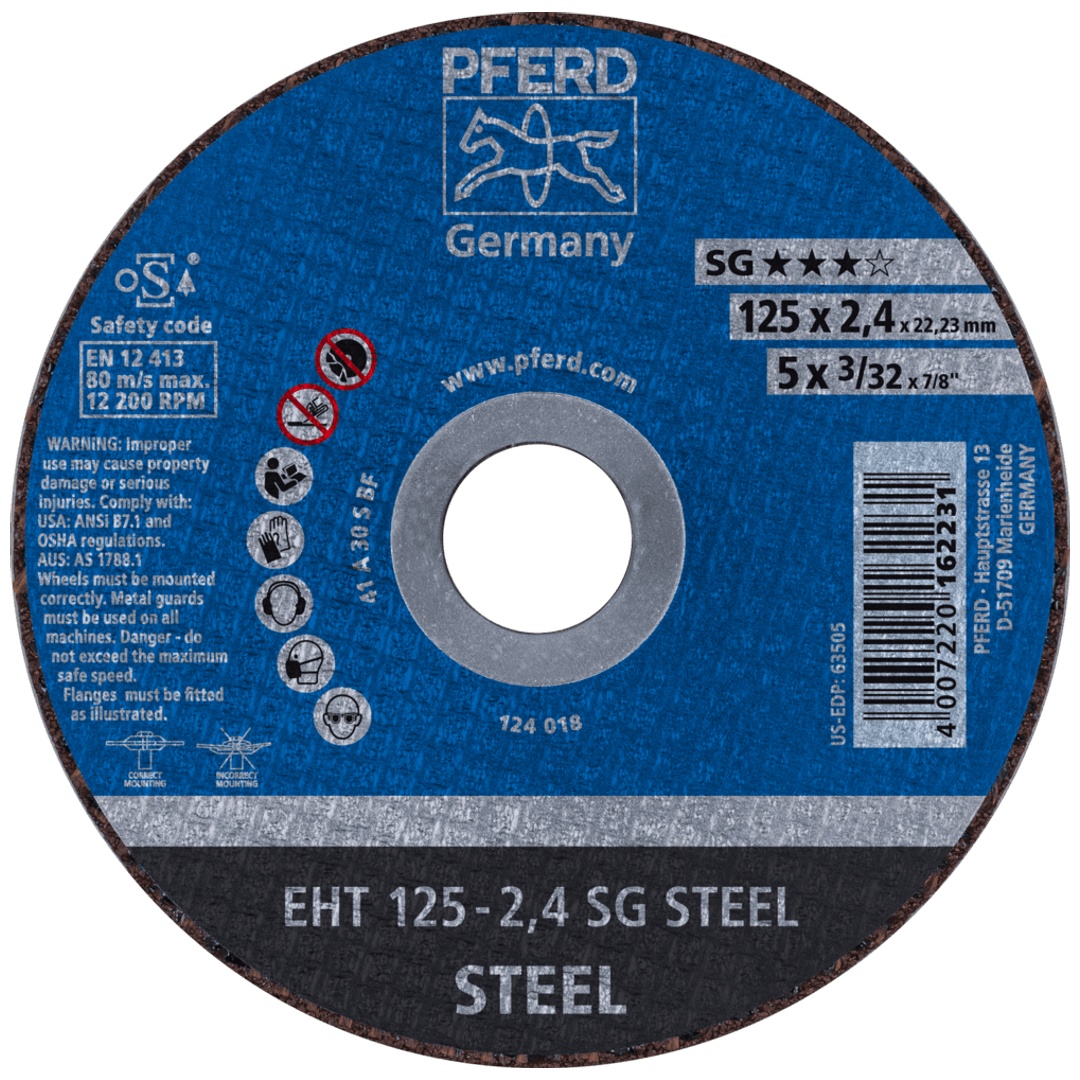 PFERD TOOLS Trennscheibe EHT 125x2,4x22,23 mm gerade Leistungslinie SG STEEL für Stahl
