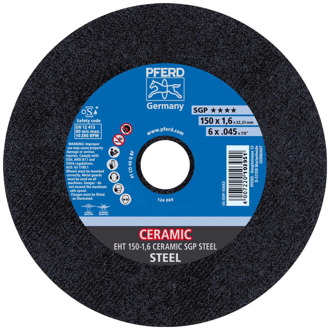 PFERD TOOLS Trennscheibe EHT 150x1,6x22,23 mm gerade CERAMIC Speziallinie SGP STEEL für Stahl